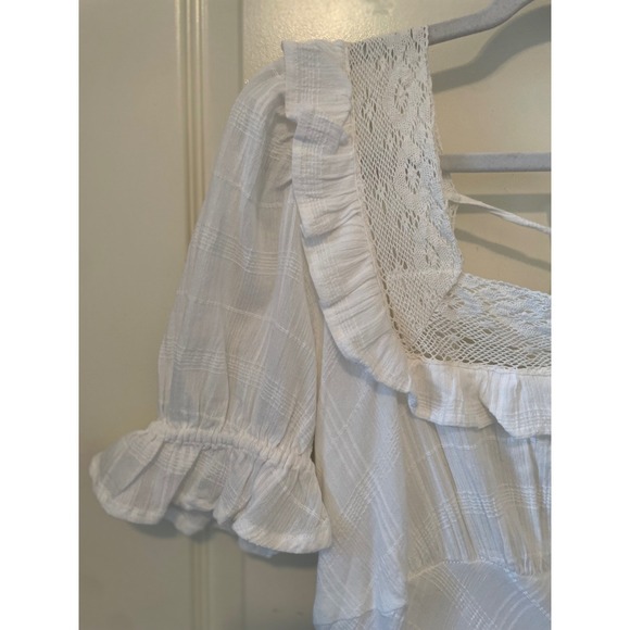 Free People Size S White Now & Forever Endless Summer Maxi Dress Puff Sleeve - Picture 8 of 14